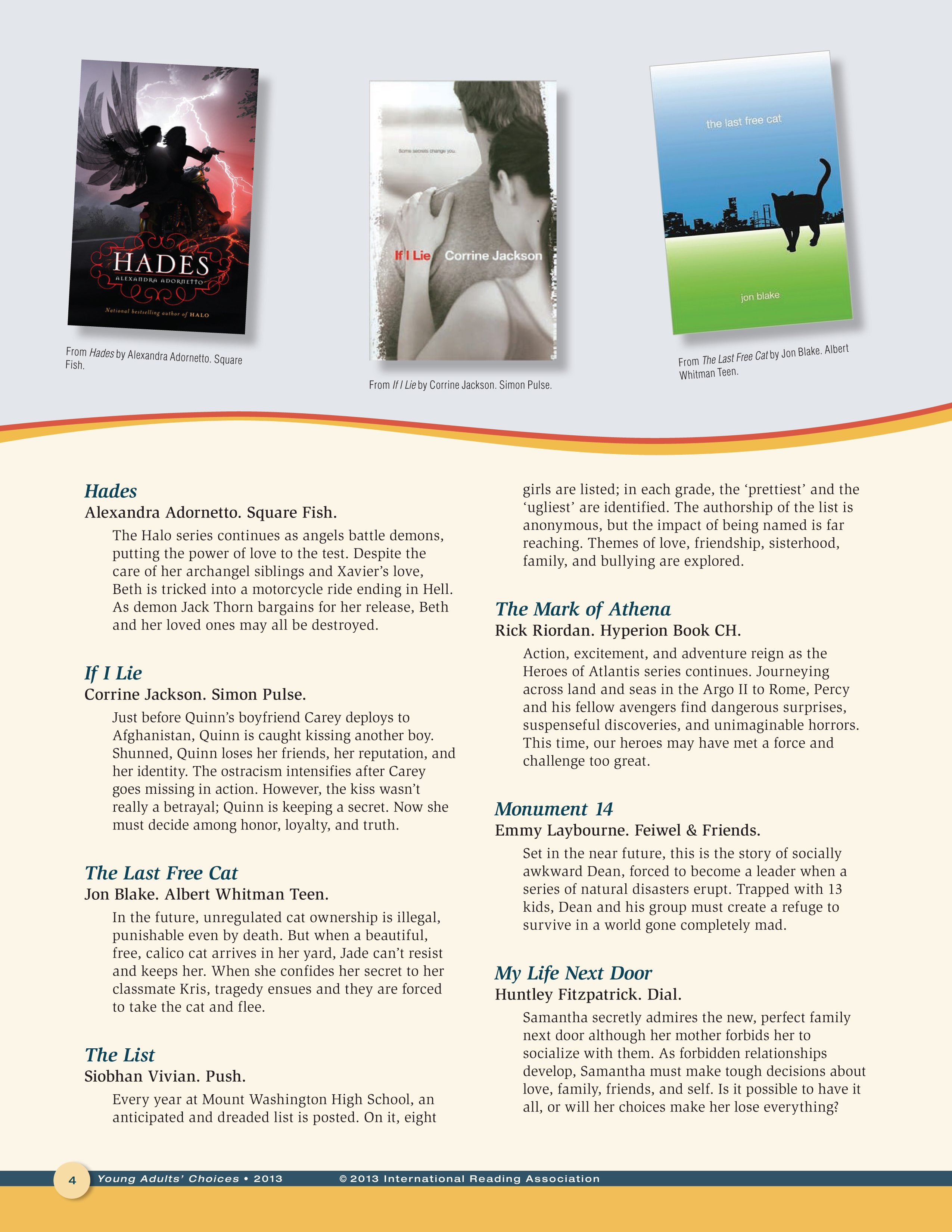 Young Adults' Choices Reading List - 2013